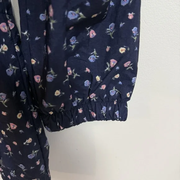 Vintage Northern Reflections XL Floral Rain Jacket Hooded Windbreaker Navy Nylon - Picture 7 of 12